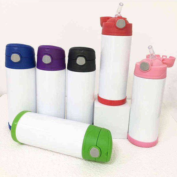 

12oz baby bottle diy sublimation flip bottle straight tumbler kids milk cup stainless steel vacuum cups for new year gifts 0331