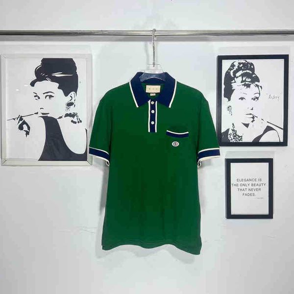 

2022 summer new polo shirt double g pocket patch half-sleeved men and women couple short sleeved t breathable casual, White;black