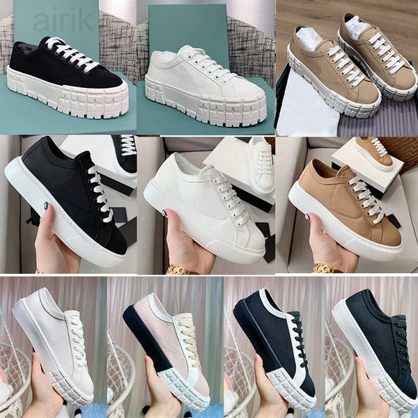 

shoes wheel cassetta platform flat sneakers designer fabric runner trainers white black low-cut canvas 263