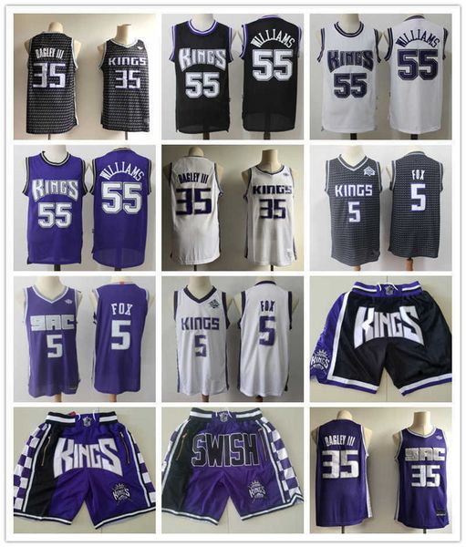

mens sacramento''kings''jersey de'aaron 5 fox marvin 35 bagley iii jason 55 williams basketball shorts basketball j, Black;red