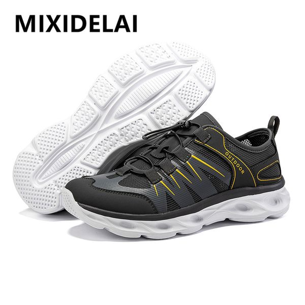 

men shoes brand lightweight casual shoes men sneakers lace up breathable walking shoes outdoor hiking zapatillas hombre, Black