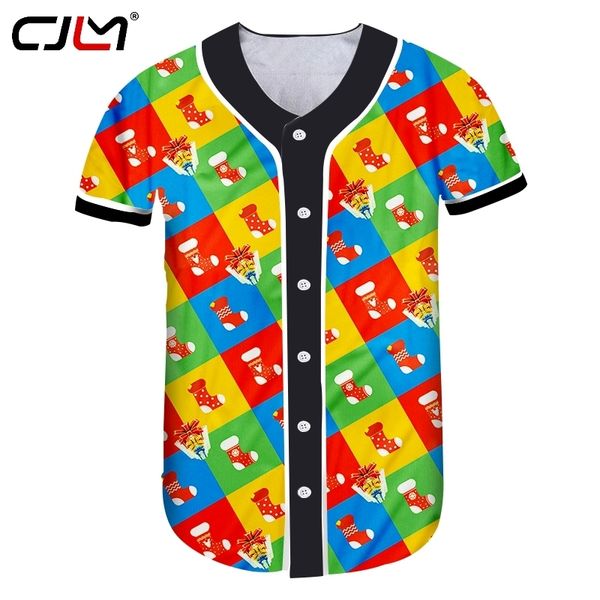 

christmas mens 3d printed stockings and gift boxes sports large size spandex 5xl colored baseball shirt 220623, White;black