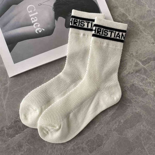 

womens classic letter love hosierys brand d's sock spring summer hollow tube fashion style socks mercerized wool female hosiery thin co, Black;white