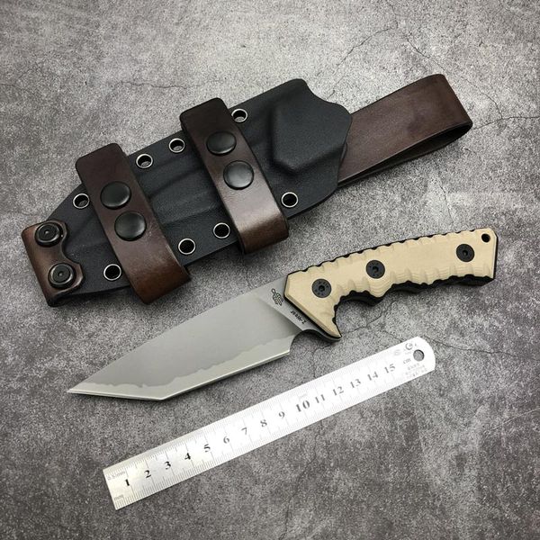 Miller Bros.Blades M27 Faca reta AUS-8 Tanto Blade G10 cabo com bainha Kydex Equipamento tático militar de sobrevivência Caça ao ar livre Acampamento Canivetes