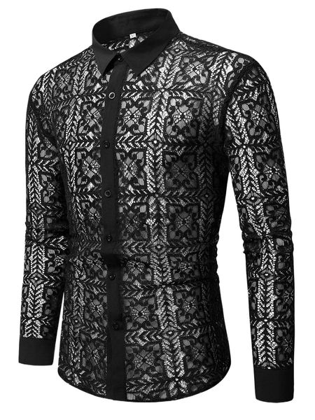 

men button front lace shirt 46cb#, White;black