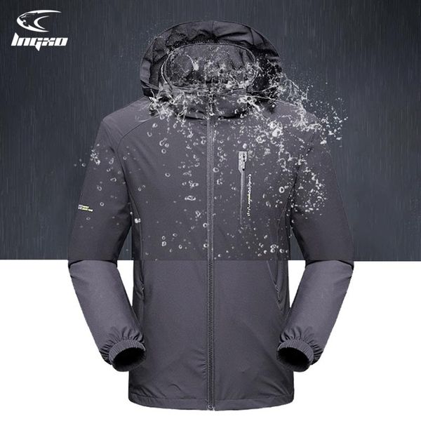 

lngxo waterproof jacket men hiking camping climbing rain coat men outdoor jacket softshell windbreaker goretex hunting clothes 201308n, Black;brown