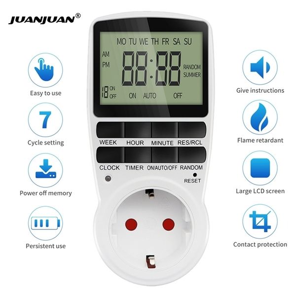 Digitaler Timer-Schalter, elektronisch, 1224 Stunden, programmierbare Zeitsteuerung, Steckdose, EU, UK, US, AU, FR, Steckdose, Küchengerät, Zeitsteuerung 220618