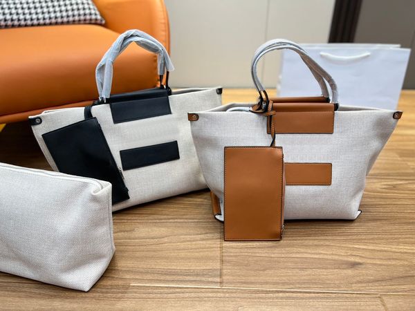 

2022 designer bags women handbags summer beach shoulder bag h canvas shopping bag ladies fashion tote 2 pcs set leather wallets with amazing