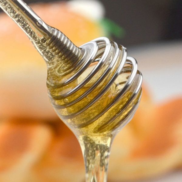 Cucchiai per miele in acciaio inossidabile 304 Mini Prevenire la ruggine Uovo Frusta Vite Spin Agitatore Accessori per la cucina 20,5 cm Cucchiaio per marmellata DH397