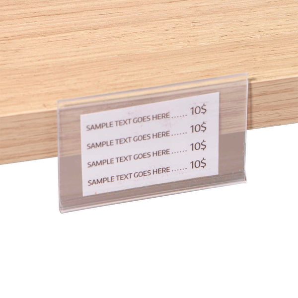 PVC PVC Shelf Data Tiras de clipes com fita adesiva nas costas 10 cm para mercadoria Price Talker Sigling Label Display 100pcs