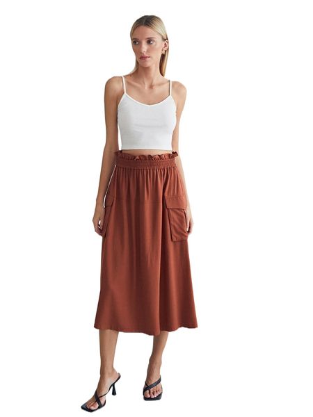 

motf premium linen paperbag waist cargo skirt 45nx#, Black