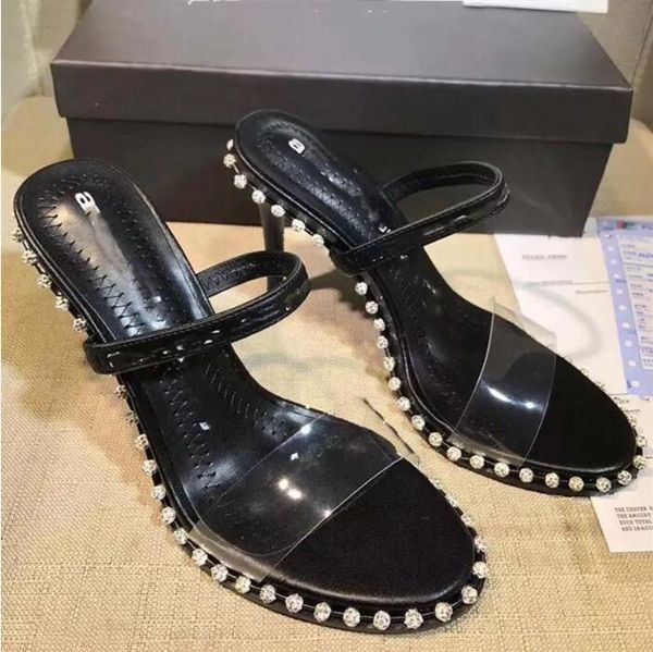 Yüksek Topuk Sandalet Kadın Stiletto Terlik 7cm 9cm Örgü Deri Kalitesi Renk Özelleştirilmiş kaymaz kadın ayakkabılar