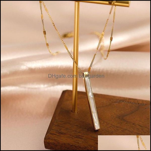 

other necklaces pendants jewelry trendy fine 14k real gold plated geometric rec pendant chain necklace for women girl ac dhsxc, Silver