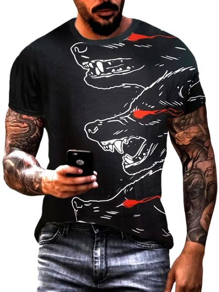 

men animal print tee a2ra#, White;black