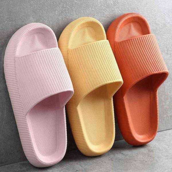 

home slippers thick platform bathroom cloud slippers flip flops woman sandals non-slip women fashion soft sole eva indoor slides t220728, Black