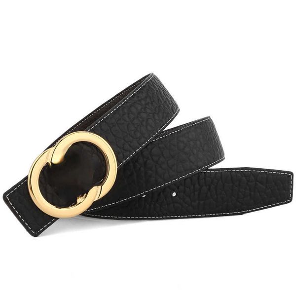 

2022 famous brand letter buckle men's dress belt designer classic luxury business belts for man 3.8cm wide stainless steel smooth buckl, Black;brown