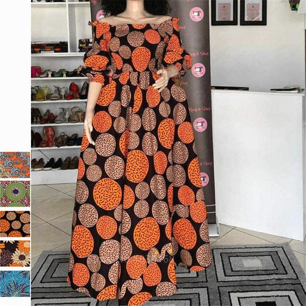 Roupas étnicas vestidos africanos para mulheres fora do ombro Sexy Bazin Riche Ladies Roupas Maxi Robe Robe Africaine Dinner Festic Festicnic