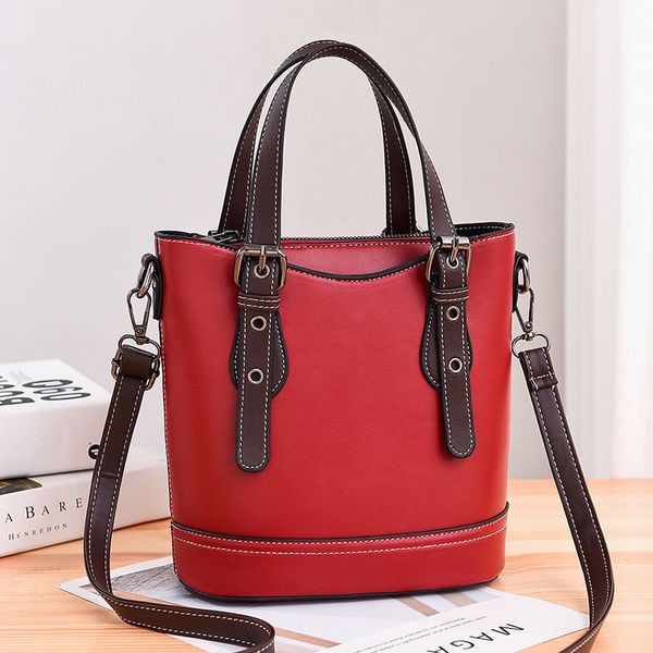 

designer bags grade leather brand new stylish and colorful portable simple bucket bag 21cm