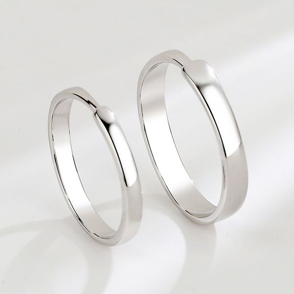 

new glossy couple ring s925 sterling silver couple rings simple pair of open mouth student couple valentine's day gift