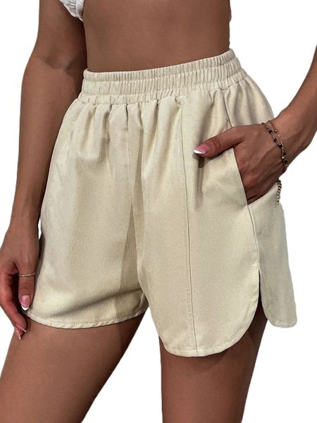 

solid slant pocket shorts m8bm#, White;black