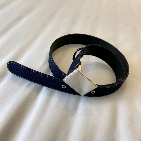 

women designer denim belt silver buckle adjustable 30mm width, Black;brown