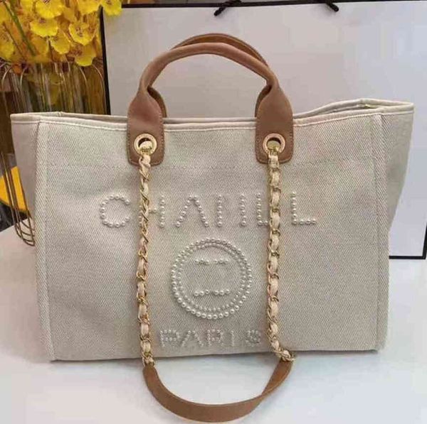 

luxury brand classic beach bags canvas pearl evening bag designer portable shopping large capacity handbag women handbags label backpack lad