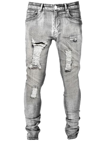 

romwe guys ripped skinny jeans x1us#, Blue