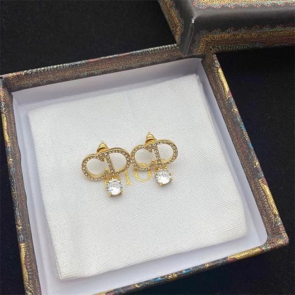 

fashion jewelry online classic letter full diamond female star same personalized net red water drop earrings, Golden