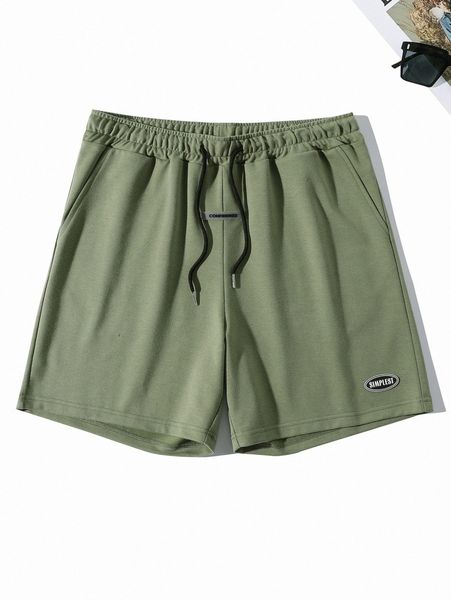

men letter patched drawstring waist shorts z5is#, White;black