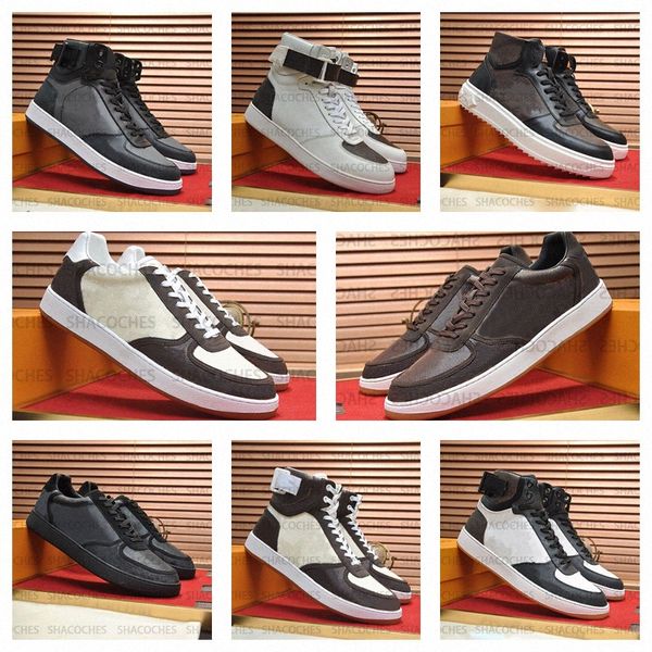 

designer rivoli luxury brand casual shoes men calfskin sneakers flower motifs vintage trainers calfskin high couple sports shoe all-match pr, Black