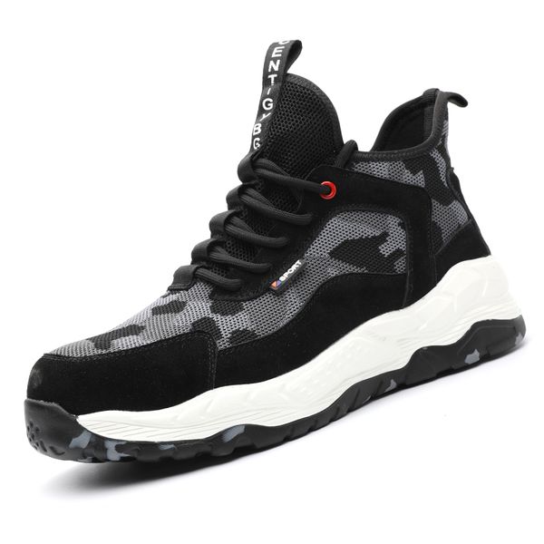 

gao mi steel toe anti-smashing and anti-piercing lightweight sports shoes safety work shoes made in china, Black;brown