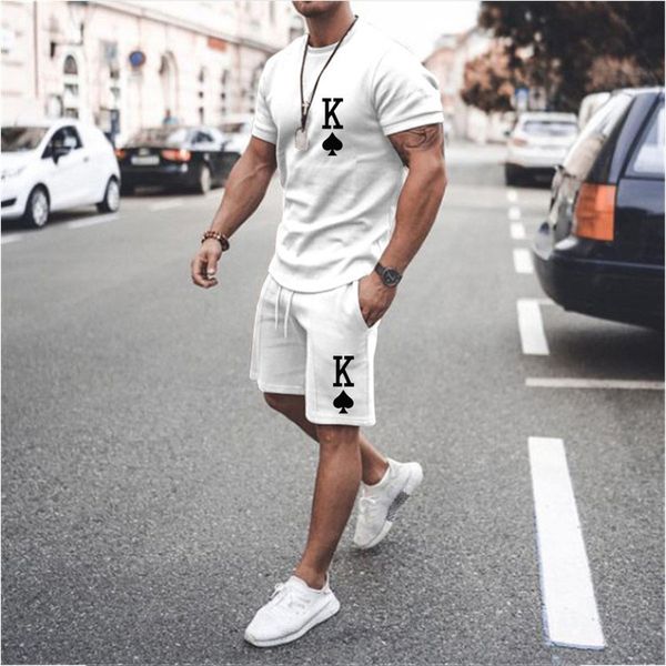 

mens tracksuit street casual 2piece set fashion shortsleeved tshirt shorts suit summer sportswear loose mens clothing 220602, Gray