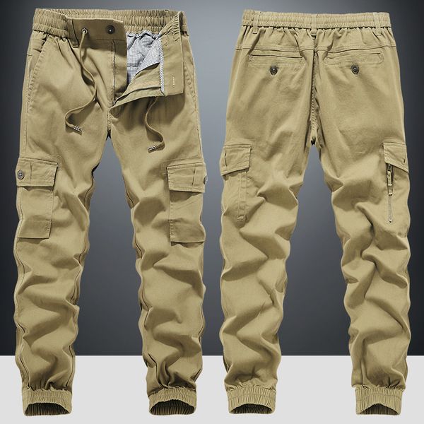 

mens military cargo pants multi-pockets men casual tactical breathable trousers male sportswear joggers pants outdoor solid, Black