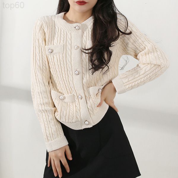 

women's sweaters designer []autumn and winter new style temperament thin nail bead knitted cardigan hong kong flavor small fragrance sw, White;black