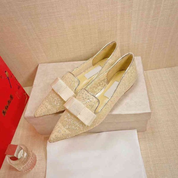 

dress shoes summer fairy style mesh sequin bow pointed bride wedding shoes flat sole single, Black