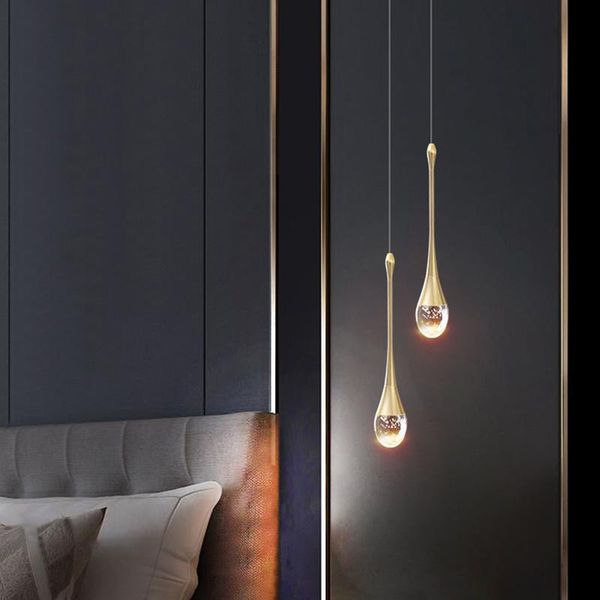 Lâmpadas pendentes Crystal Light Lights Pós-moderno Luzes LEDs preto/dourado Drop Grow Drop Art Bedside Bedra Bar Staircase Lampespo