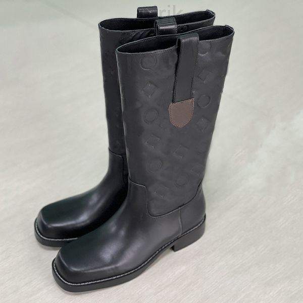 

2023 fashion trend women's boots luxury designer autumn winter half boots winter shoes women's leather boots snow boots no box 337, Black