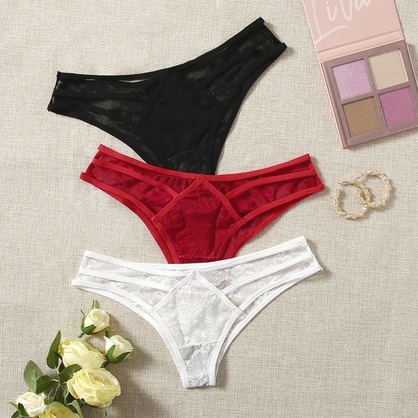 

lace women's g strings pure desire slim 3 piece set c939-1., Black;white