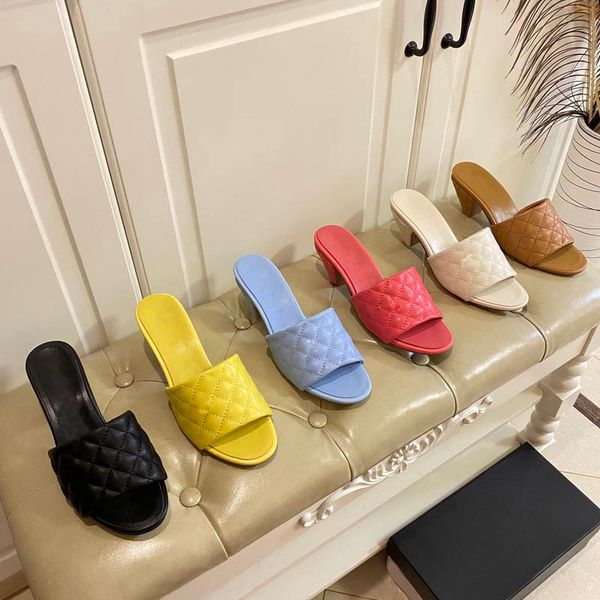 

women heel mule slippers lambskin blue casual sandals summer designer luxury fashion ladies beach outdoors flat flip flops sandal, Black