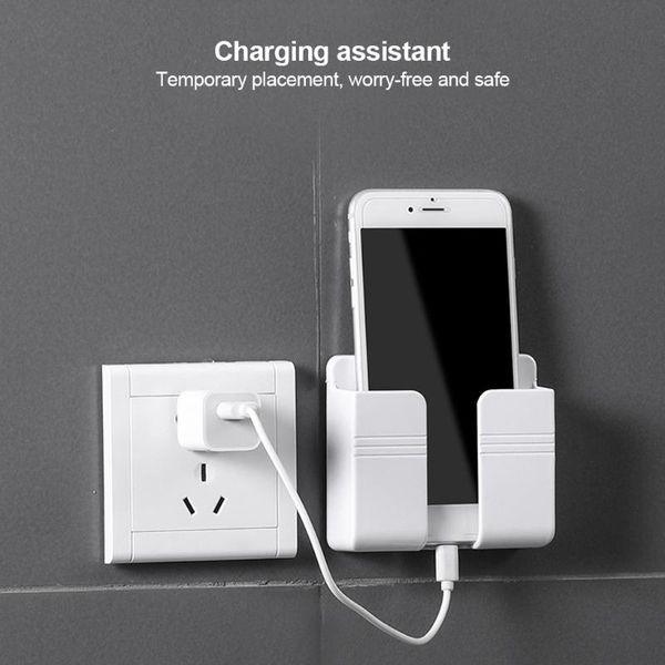 Ganchs Rails Caixa de armazenamento de organizador montado na parede Controle remoto do celular Plug Plug Charge Multifunction Standhooks Hookshoks