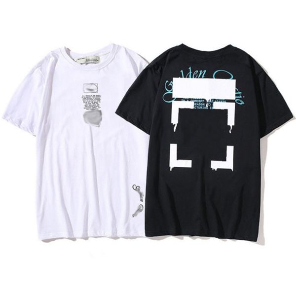 

offs fashion mens designer t shirts brand tees luxurys classic t-shirt back stereolysis of blue letters arrow clothing loose womens short s, White;black