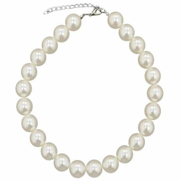 Große 18 -mm -Kunst weiße Perlenperlenkette Vintage Statement Halskette