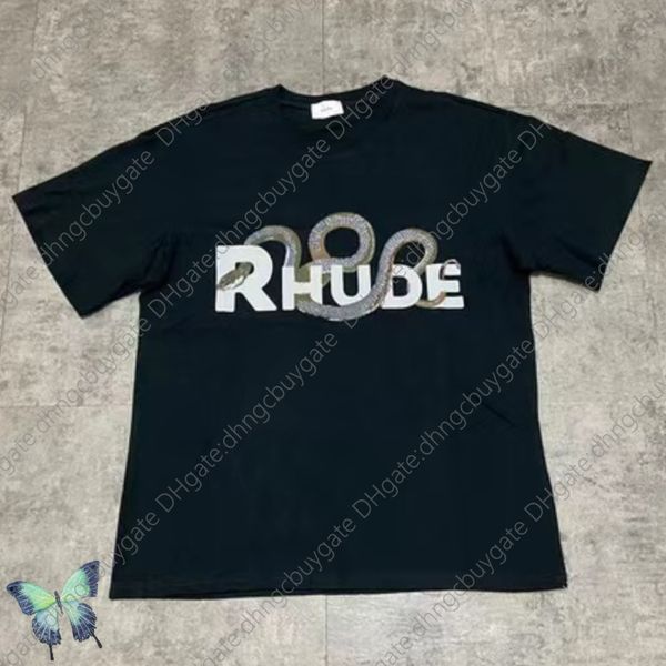

shirt designer t sell well rhude retro snake bone print high street cotton quality t-shirt high quality, White;black