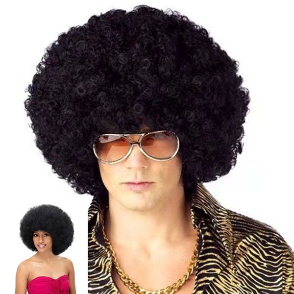 

fan wig oversized fluffy explosion clown film and television performance funny unisex, Black