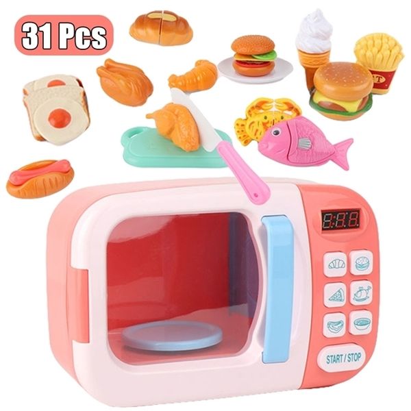 Детские кухонные игрушки симуляция микроволновая печь образовательная игрушка мини -кухонная еда притворяться ролевой игрой игрушка LJ201211