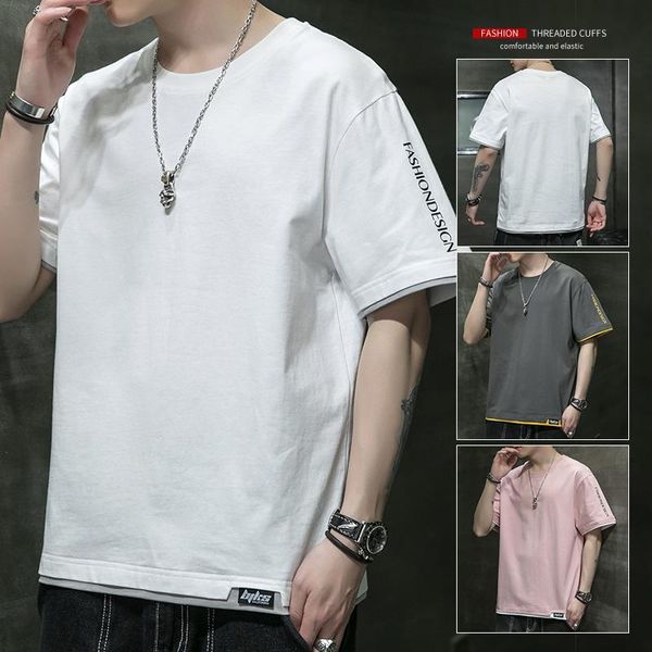 

men's t-shirts 2022 men solid color short-sleeved men's summer, White;black