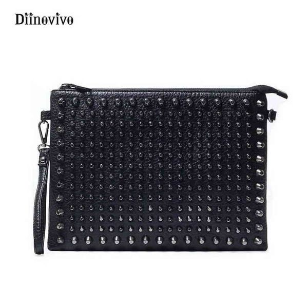 

diinovivo simple brand ladies' clutch women rock style rivet shoulder envelope bag luxury leather punk bags whdv0206
