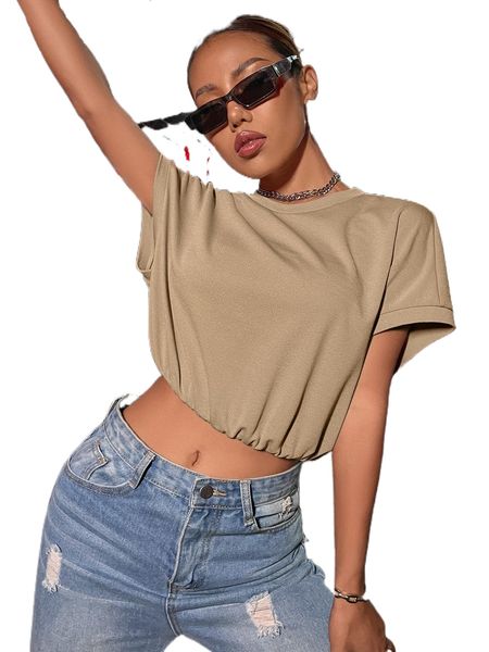 

solid batwing sleeve crop sweatshirt q2n1#, Black