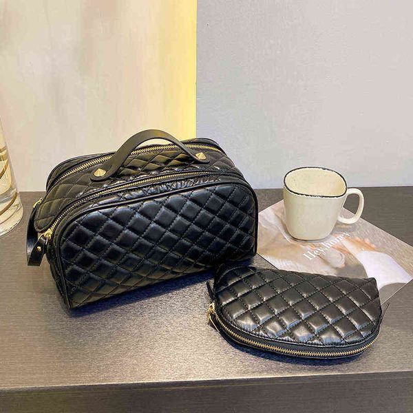 

double row zipper cosmetic bags cases designer women makeup bag hanging bathroom wash bag multifunctional travel toiletry bag 220704