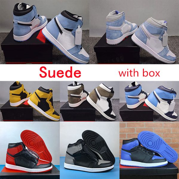 

men sneakers 1s basketball running shoes 1 university blue suede dark mocha obsidian hyper royal shadow unc turbo green womens sports traine